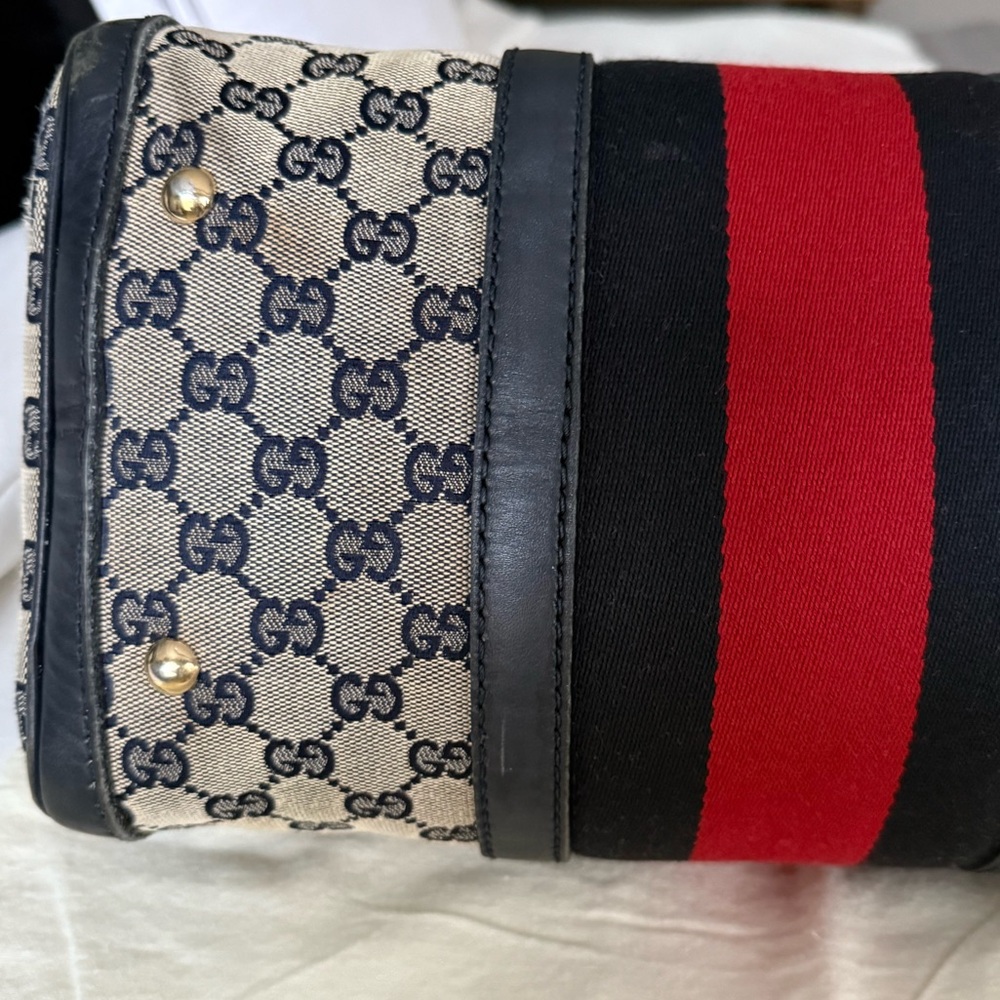 Gucci Blue and Red Striped Boston Bag - Picture 8 of 17